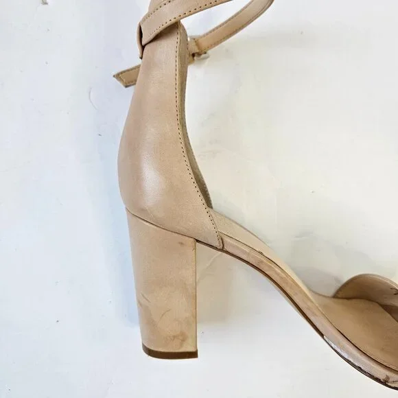 Vince Camuto Beige 3.5" Block Heel Dress Sandal Shoes With Ankle Strap. Size 8M - Picture 6 of 6